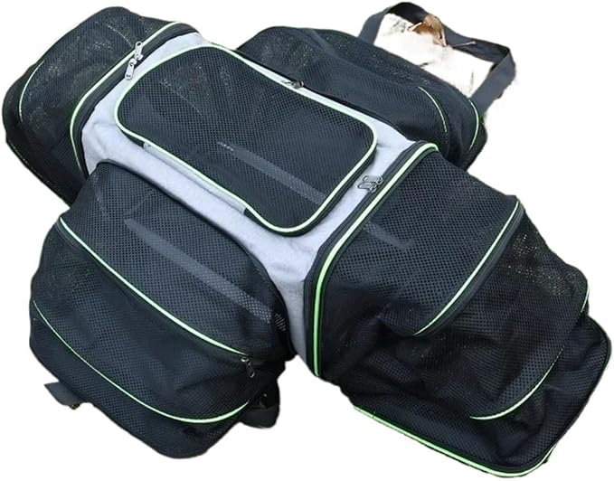 Portable Cat Backpack Carrier Foldable Expandable Pet Travel Bag Airline Approved Breathable Pet Carrier for Dog Pet Accessories(Green 4 Sides)