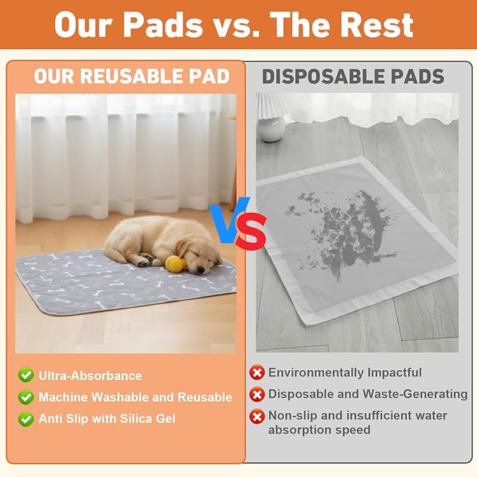 Puppy Pee Pads with Pheromones,Forever Pad,Washable Pee Pads for Dogs,Reusable Dog Pee Pads,Waterproof and Leak-Proof,Non-Slip Base Training Pad Suitable for Home(Gray+Brown,L:35.4*31.5in)