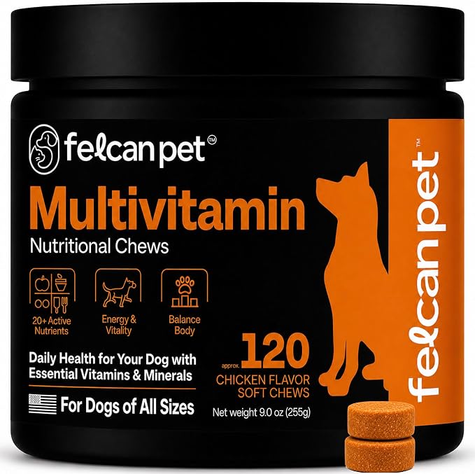 Dog Multivitamin Chews – Daily Dog Vitamins with 19+ Nutrients, Probiotics, Glucosamine & Omega Fish Oils – Supports Energy, Immune Health & Pet Wellness – Chicken Flavor, 120 Soft Chews
