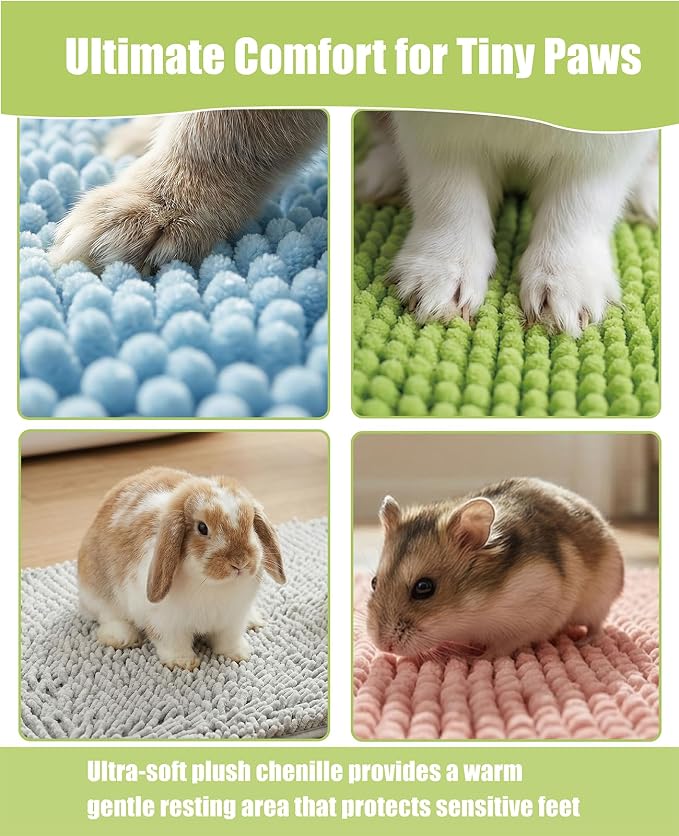 8 Pcs Guinea Pig Cage Liner, 20x12 Inch Washable Fleece Guinea Pig Pee Pads, Reusable Rabbit Bedding Mats for Small Animal Training (Gray, Green, Pink, Blue)