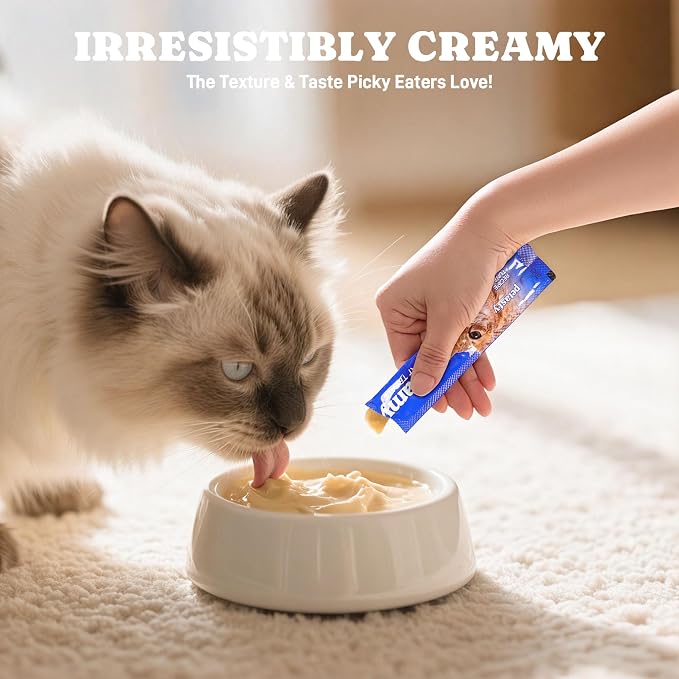 Lickable Cat Treats, High Moisture Hydrating Creamy Puree Squeeze Tubes, Variety Pack, 48 Tubes 0.5oz, Grain-Free, Omega Oils & Vitamin E, Skin & Coat Health, Digestive and Immune Support