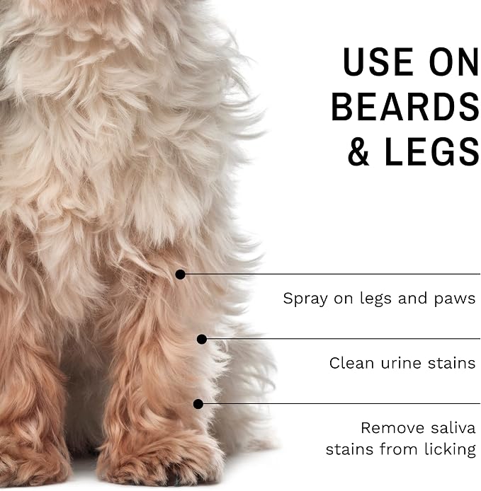 Eye Envy Beard Stain Remover Spray for Dogs/Cats. Natural, Safe. Remove Stains from Drooling, Saliva, Food, Runoff from Tearing. Removes Odors. Keeps Dog Beards Clean. 4oz
