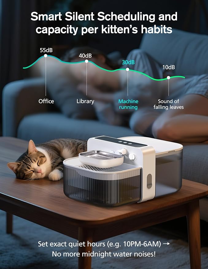 Chumajor 3.5L Wireless Cat Water Fountain with No Filters, 180-Day Battery & Precision Flow Control,Smart Pet Water Dispenser with Wastewater Separation & Custom Scheduling for Cats & Dogs, White