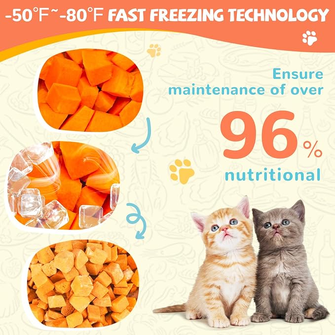 PAWUP Freeze-Dried Pumpkin Treats for Dogs & Cats, Freeze Dried Chicken Heart Pet Treats, High Protein Freeze-Dried Pet Food for Dogs, Cats, Fresh Ingredient