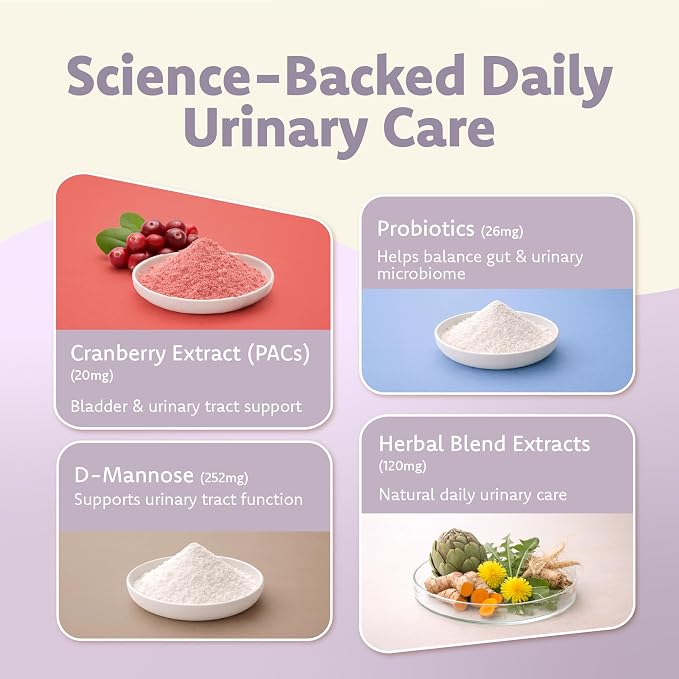 LOVITA Pets Urinary Tract Support for Dogs & Cats, with Cranberry Extract (PACs), D-Mannose and Probiotics, Daily Urinary Health Supplement, 60 Capsules