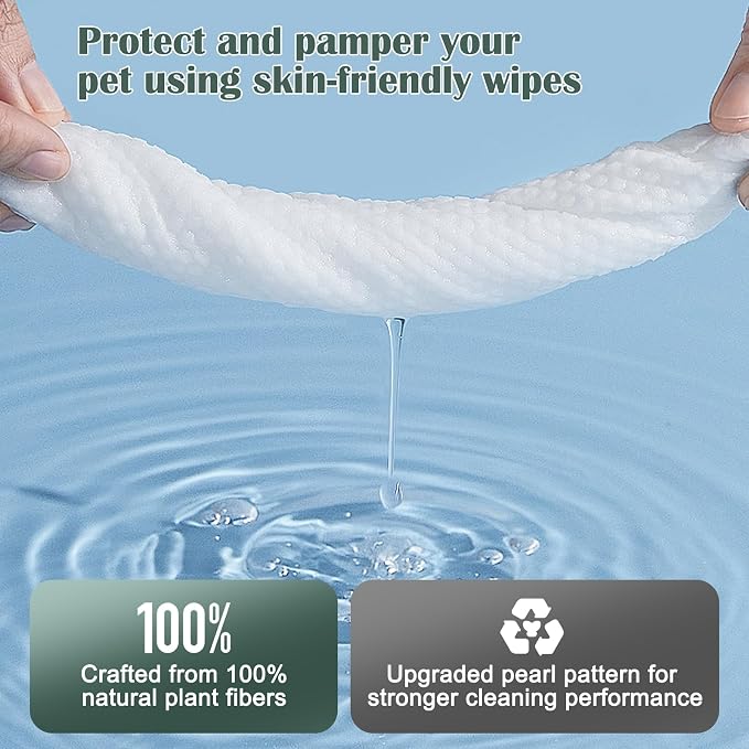 Pet Grooming Wipes for Paws and Butt Unscented Hypoallergenic Dog Wipes Gentle Earth-Friendly 50 PCS Cleaning Wipes for Puppies,Kittens & Senior Pets Deodorizing Waterless Bathing Wipes