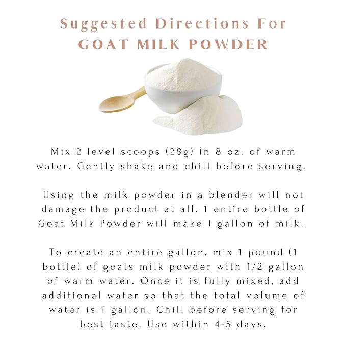Mt. Capra Whole Goat Milk | from Non-GMO, Grass-Fed Goats, Creamy, Great Tasting, Easy to Digest, A2 Milk | 16 Servings - 1 Pound