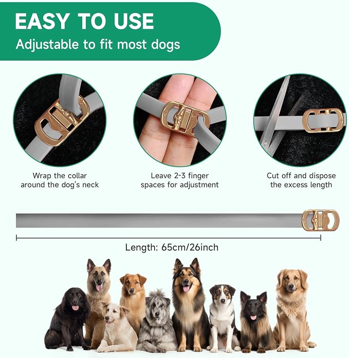 4 Pack Flea Collar for Dogs, 32 Months Flea and Tick Prevention for Dogs, Dog Flea and Tick Treatment, Adjustable Dog Flea Collars, Waterproof Dog Flea Treatment Collar, Flea Treatment for Dogs, Grey