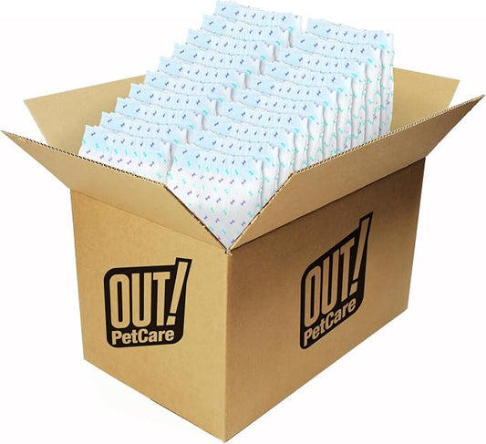 Out! PetCare Disposable Dog Diapers Female, Potty Training, Dog Diapers, Female Doggie in Heat, Puppy Training, Incontinence, Puppy Essentials, Adjustable Fasteners, 13”-18” Waist (XS/S, 96ct)