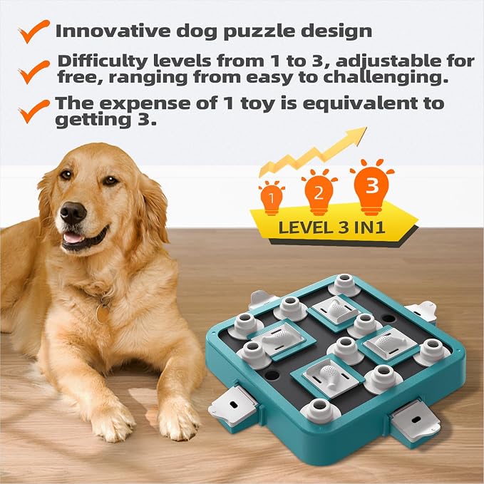 Dog Puzzle Toy, Level 3 in 1 Food Treat Feeder, Mental Stimulation (Advanced Mars Green Board)
