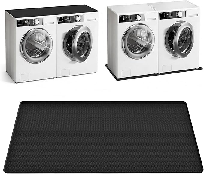 Large Washing Machine Mat 54" x 27.5" Silicone Under Washer Dryer Pan Raised Edge Non-Slip Waterproof Drip Tray for Laundry Room Garage Dog Crate Cat Litter Box Flowerpot (Black)