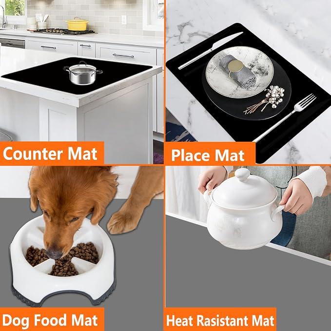 78.7''x23.6''(200cmx60cm) Extra Large Silicone Mat for Kitchen Counter, Heat Resistant Non-Slip Kitchen Island Protector Mat, Silicone Placemat for Countertop Protector, Dark Gray