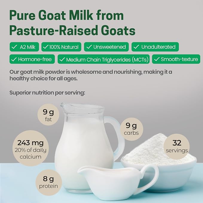 Z Natural Foods Goat Milk Powder - Pure Netherlands Full Cream Milk, Powdered Goat Milk, Highly Nutritious, Easy Digestion - Whole Goats Milk for Adults for Smoothies, Cooking, Baking, 2 lbs