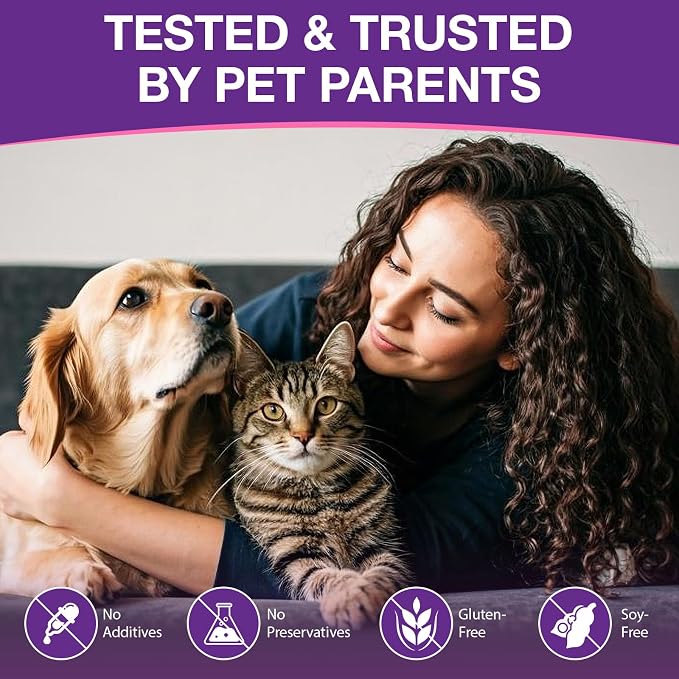 Liquid Melatonin for Dogs & Cats, 60ml Dog Melatonin Calming Drops with L-Theanine, Cat Calming Dog Sleep Aid Support Anxiety Relief for Travel, Separation, Barking, Fireworks
