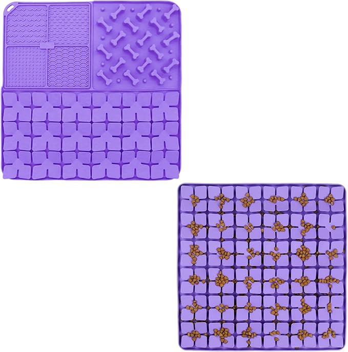 Silicone Snuffle Mat for Dog,Slow Feeder Lick Mat with Suction Cups for Slow Eating&Femont Silicone Snuffle Mat for Large Dogs