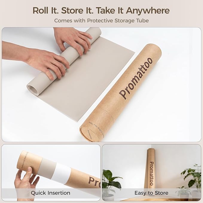 Extra Large Silicone Mat for Countertop & Table with Gift Tube Packaging, Thickened Non-Slip Heat Resistant Table Protector, Cuttable Waterproof Kitchen Prep & Kids Craft Mat