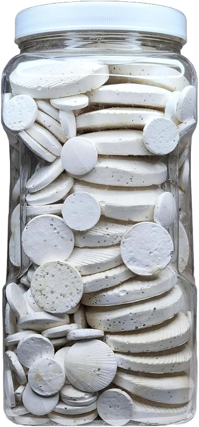 Calcium Feeder Disks for Shrimp, Snails, Crabs, Crayfish, Hermit Crabs and All Tropical Fish, 335 Count Jar of Small-Medium-Large Feeder Disks