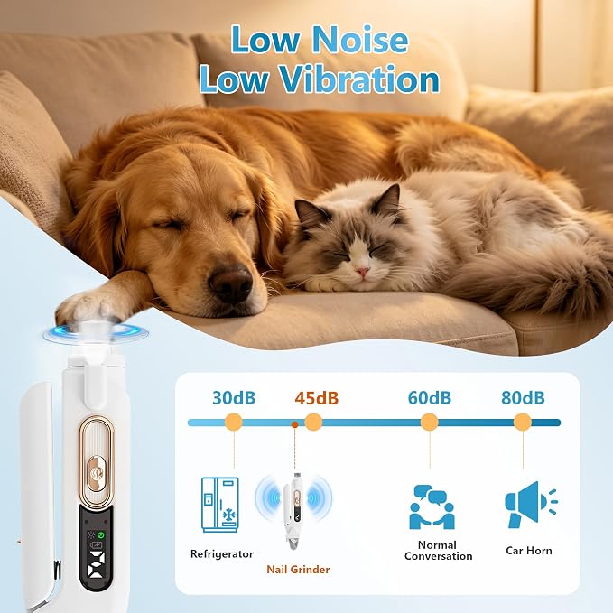 2-in-1 Dog Nail Clippers and Grinder with Light, Quiet Electric Pet Nail Trimmer for Small Medium Large Dogs & Cats, 2 Speeds, Rechargeable, Splash Guard & Safety Lock, Painless Grooming Tool | dog nail clippers with quick sensor silent groom pro nail ...