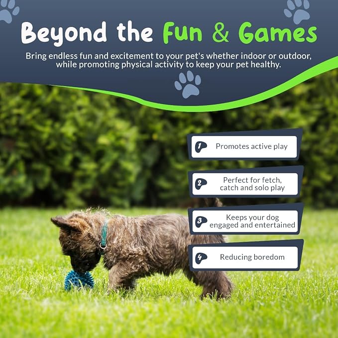 Spiky Dog Ball 1.8 Inch - Squeaky Textured Chew Toy for Small Dogs 4 Pack - Rubber Ball for Puppies, Aggressive Chewers, Gum Stimulation - Non-Toxic