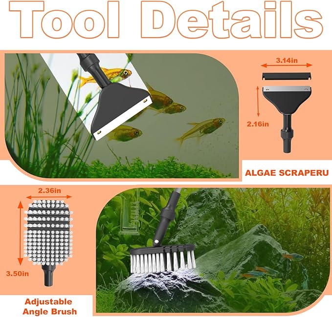 SEAOURA 7-in-1 Aquarium Cleaning Tool and Aquariums Magnetic Cleaner with Thermometer