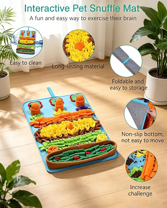 ORIA Snuffle Mat for Dogs, 32''x20'' Interactive Slow Feeder Mat for Boredom, Mental Stimulation, Stress Relief, Enrichment Toy & Treat Puzzle Mat for Small Medium Large Dogs Puppies