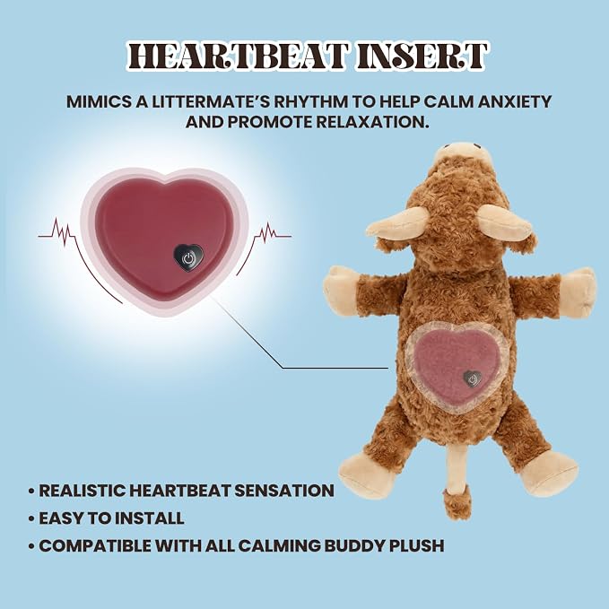 Cow - Puppy Heartbeat Toy for Anxiety Relief with Reusable Heat Pack and Lavender, Sleep Aid for Dogs, Plush Comfort Toy for All Breads (Cow Kit)