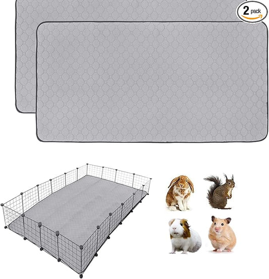 2Pack Guinea Pig Cage Liners, 48''X72'' Washable Guinea Pig Pee Pads, Non Slip Reusable Super Absorbent Guinea Pig Training Mat Bedding Fleece for Small Animals Hamster Rabbit Chinchilla Rat