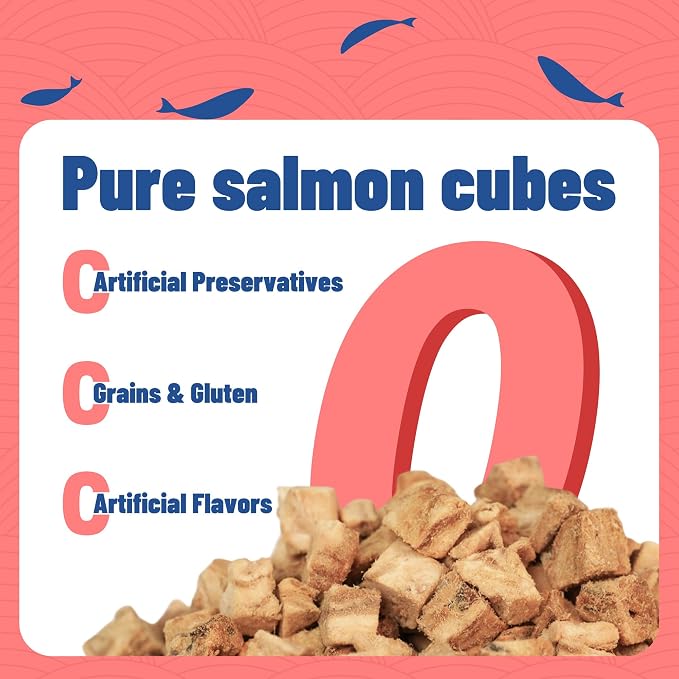Just Try 6.7 oz Freeze-Dried Salmon Treats for Dogs & Cats - Single Ingredient, High Protein Dog Treats - Grain-Free, Rich in Omega-3 for Skin & Coat