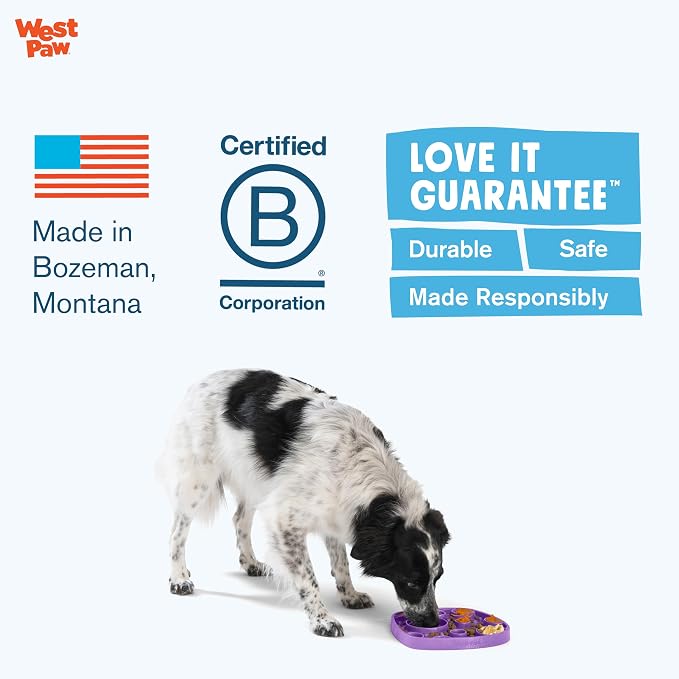 West Paw Seaflex Bubbles Feast Mat – All-in-One, Slow Feeder, Lick Mat – Encourages Foraging & Food Exploration - Engages Picky Eaters & Slow Feeding - Versatile – Easy to Clean, Non-Toxic - Bubblegum