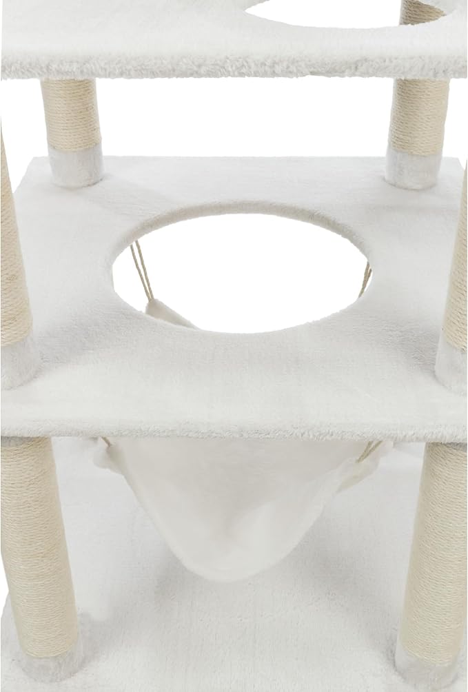 TRIXIE Abby 63.5" Cat Tower, 4-Level Sisal & Plush Cat Tree, Cat Scratcher, Condo, Hammock, Platforms Dangling Cat Toy