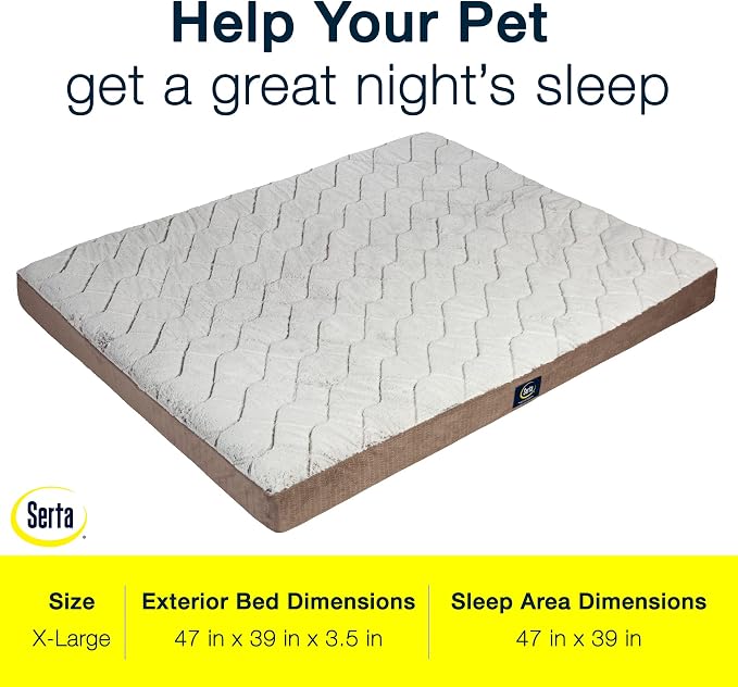 Serta Orthopedic Quilted Pillow Top Dog Bed for Pets – Chocolate Brown (X-Large)