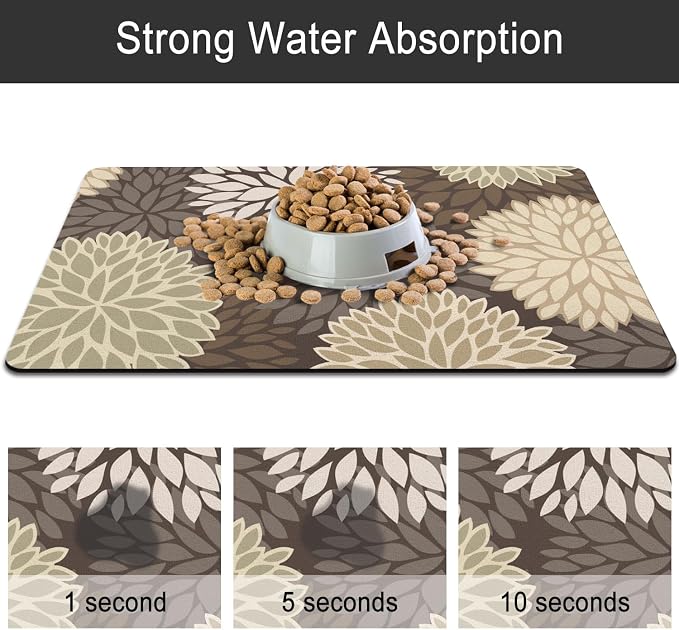 Dog Food Mats 2 Pack for Floors, Absorbent and Quick-Drying Pet Cat Food Mat,Anti-Fouling and Easy-to-Clean Pet Feeding Mat,Dog Bowl Mat for Messy Drinking Water Bowls 12"x 20"+18x24