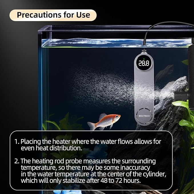 UPETTOOLS Submersible Aquarium Heater with Digital Thermostat, Adjustable Temperature Fish Tank Heater with Overheat Protection, for Small Freshwater Tanks