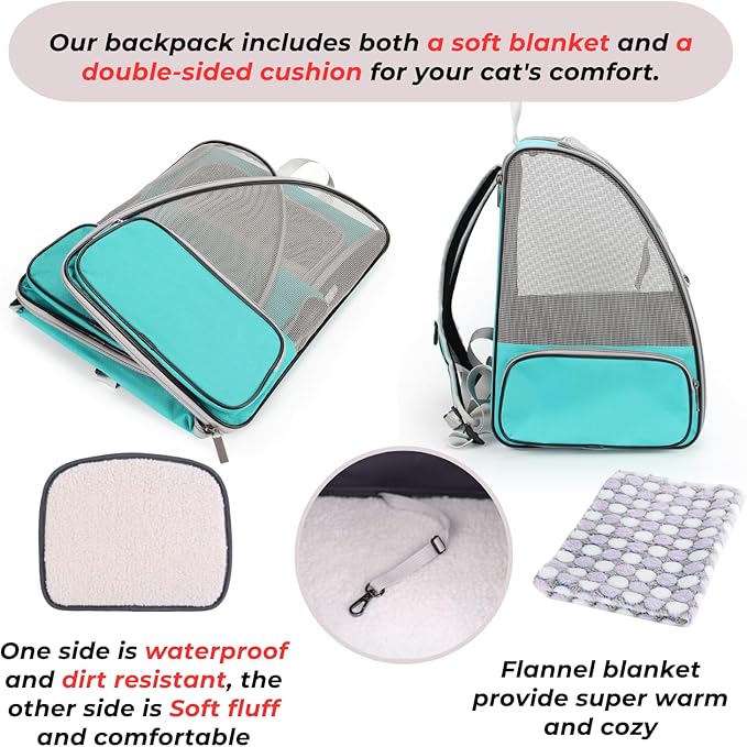 Lollimeow Cat Backpack Carrier, Ideal for Small Animals & Puppies, Airline Approved,Safe for Travel, Hiking, Vet Transport & Outdoor Use Fully Ventilated Design for Ultimate Comfort On-the-Go