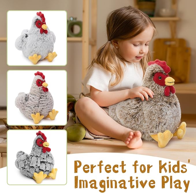 Muiteiur 4 Pack Hen Stuffed Animal Set, 9.8 inch Cute Chicken Stuffed Toy, Hen Plush Bulk for Kids Toddlers Birthday Gifts