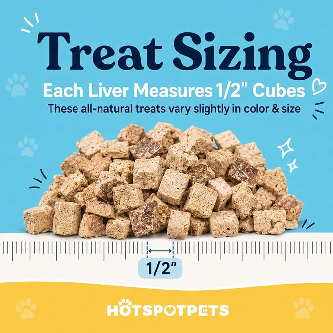 hotspot pets Freeze Dried Beef Liver Treats for Cats & Dogs - 1LB Big Bag 300+ Pcs - Made in USA, Single Ingredient, All Natural Grain-Free Beef Liver - Perfect for Training, Topper or Reward Snack
