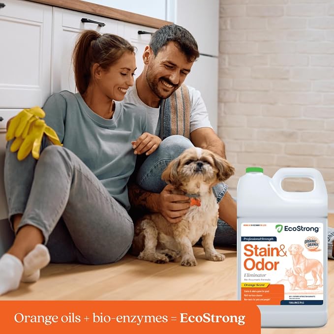 Orange Odor Eliminator | Pet Odor Deodorizer for Strong Odor | Enzyme Stain Cleaner for Cats, Dogs, and Pets | Great for Carpets, Furniture, Dog Kennels, and More (128 Fl Oz)