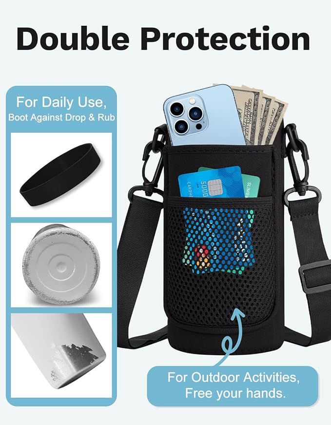 BENZZO 32oz Insulated Water Bottle with Straw & Spout Lids, Paracord Handle, Bottle Sleeve, Silicone Boot, Thermal Metal Jug Keep Cold 48H & Hot 24H, Hydro Bottle for Travel Work Camping
