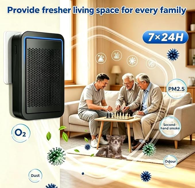 Cat Litter Deodorizer 99%- Plug In Air Purifier Catalyst Filter, Strong Pet Odor Eliminator for Litter Box, Toilet, Closet, Cabinet, Shoe, Garage(Black,1-Pack)