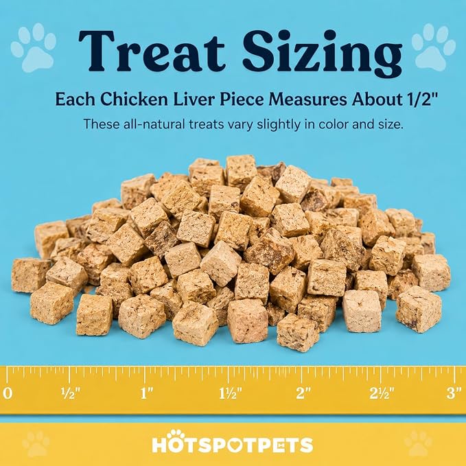 hotspot pets Freeze Dried Chicken Liver Treats for Cats & Dogs -1LB Big Bag~300pcs -Made in USA- Single Ingredient All Natural, Grain-Free - Perfect for Training, Food Topper or Snack