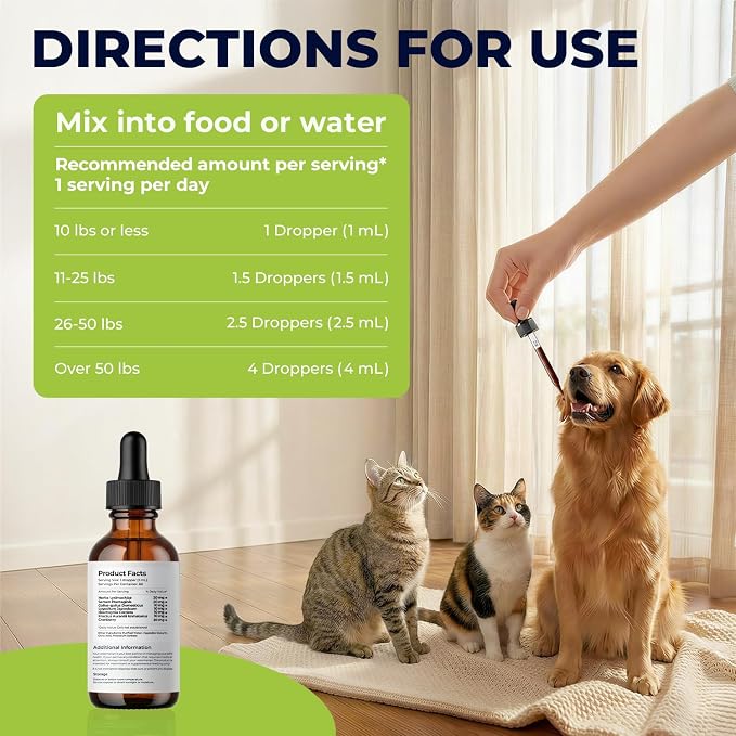 Kidney Stones Dissolver for Dogs & Cats, Urinary Tract Support Liquid Drops, Helps Reduce Crystal Build-Up & Support Healthy Urinary Flow, Bladder & Kidney Support Supplement, 2 fl oz