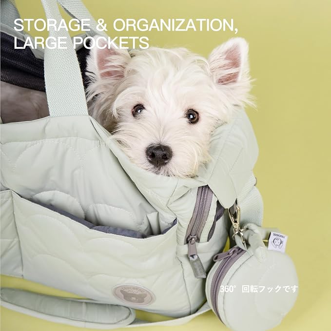 Macaron Cloud Pet Carrier Bag for Small Dogs and Cats, Lightweight Handheld Shoulder Crossbody Puppy Carrier with Storage Pocket, Breathable Expandable Pet Travel Carrier (Pea Green)