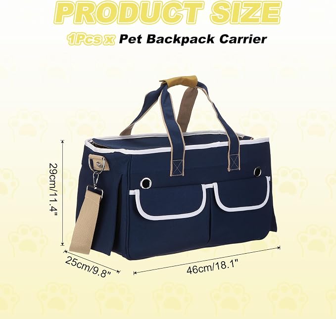 Cat Carrier for Pet, Rollable Cover, Breathable Dog Carrier Cat Carrying Case Pet Travel Bag Up to 16.5 lbs (Dark Blue), Intended for Hiking/Camping/Traveling