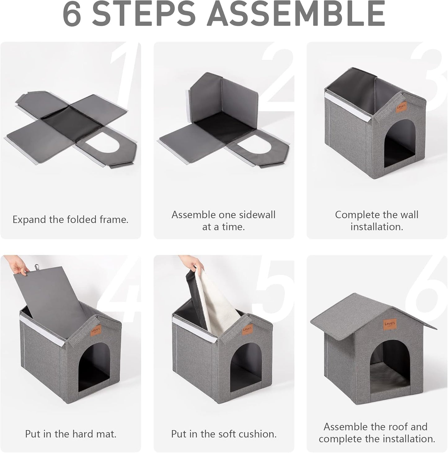 Love's cabin Outdoor Cat House Weatherproof, Insulated Feral Cat House Outdoor for Winter, Waterproof Outside House for Indoor Cats, Shelter with Removable Soft Cushion,Grey