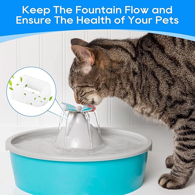 24PCS Cat Water Fountain Filter Compatible with Petsafe Water Fountain, for Drinkwell Pet Fountain Filters, Replacement Foam Filters for 360 Pet Fountain Seaside Pagoda 1/2 Gallon Fountains