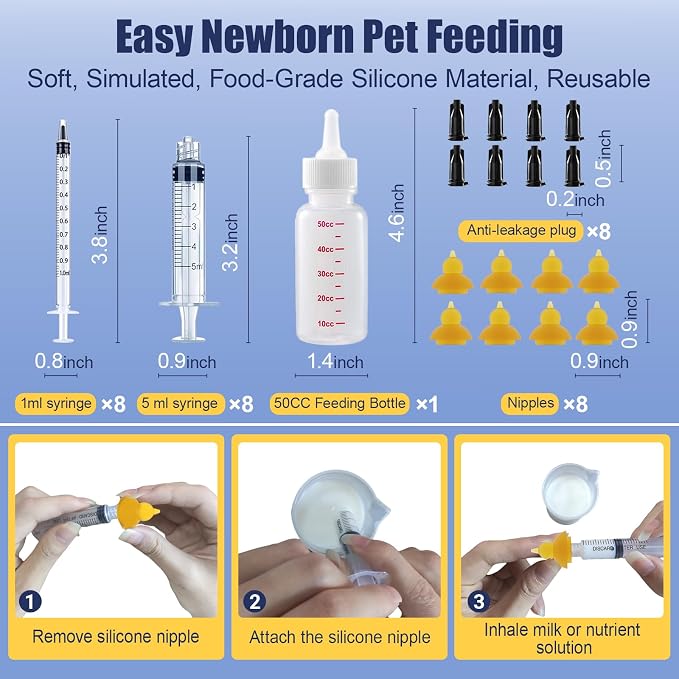 REDDOUDOU 65 Pcs Deluxe Whelping Kit, Delivery of Kitten and Puppy Whelping Kit with Feeding Nipple Stethoscope Aspirator Puppy ID Bands etc Complete Full Kit