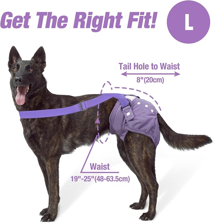 Pet Soft Dog Diapers Female with Suspenders, 3 Pack Reusable Female Dog Diapers for Heat, Dog Period Panties for Doggie in Cycle(Large, Pinkycolor)