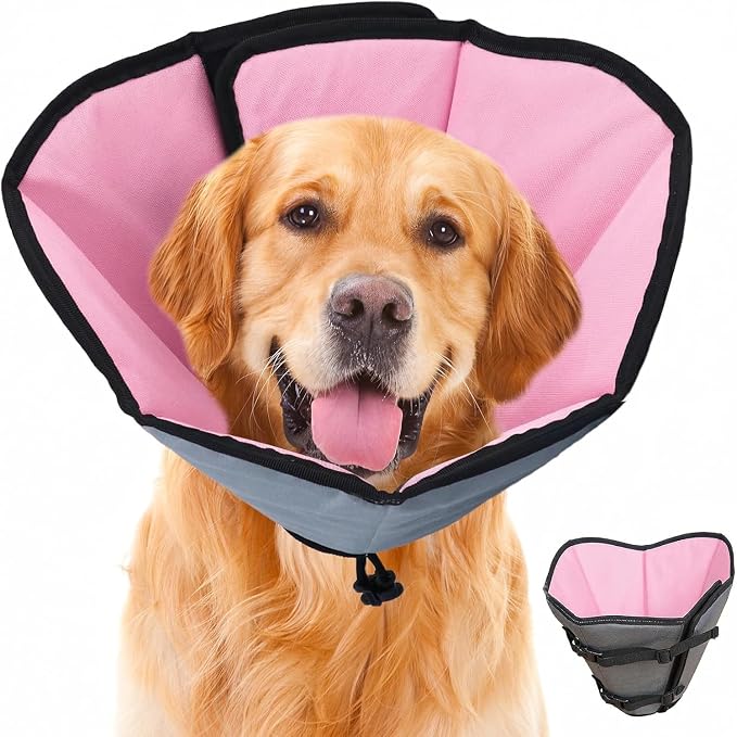 Dog Cone Collar for Dogs After Surgery Extra Long, Adjustable Comfy Dog Elizabethan Pet Collar Cone for Large Dogs Anti-Lick Protective Wound (Pink, 2XL)