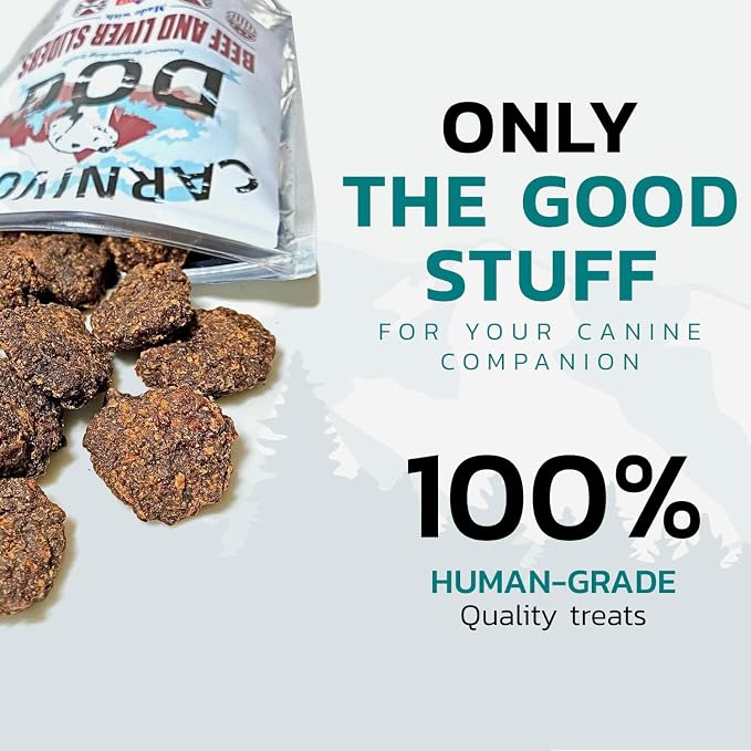 Carnivore Dog Treats, Human Grade, Grass-fed and Finished Beef Made with Redmond Real Salt, No Additives - Healthy, Chewy, Training Snacks or Treats for All Breeds, Beef Liver Slider, Pack of 3
