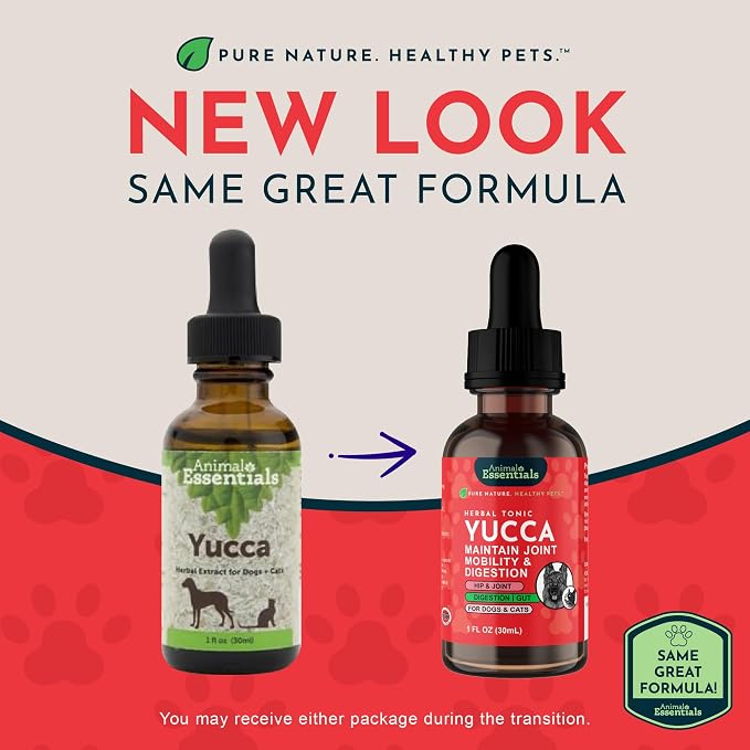 Animal Essentials Yucca - Hip and Joint Yucca Root Supplement for Dogs & Cats, Liquid Herbal Care Drops for Senior Dogs & Older Pets, Bowel & Immune Support, Antioxidant Boost - 1 fl oz